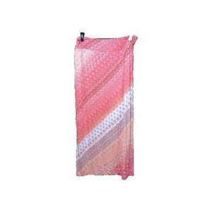 Cato Maxi Skirt Orange,White,Gray Stretch Pull-on Long. Size Large Side Slits